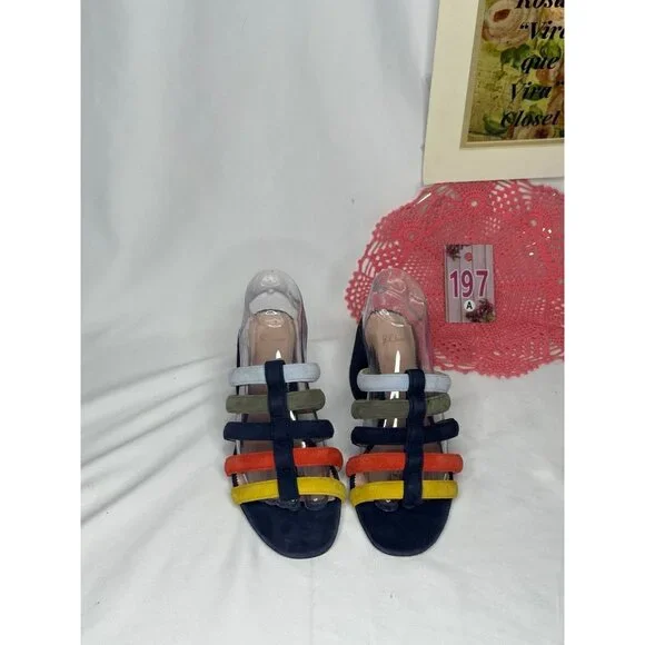 J. Crew Strappy Penny Multicolor Suede Slide Sandals Size 10 - Picture 2 of 10